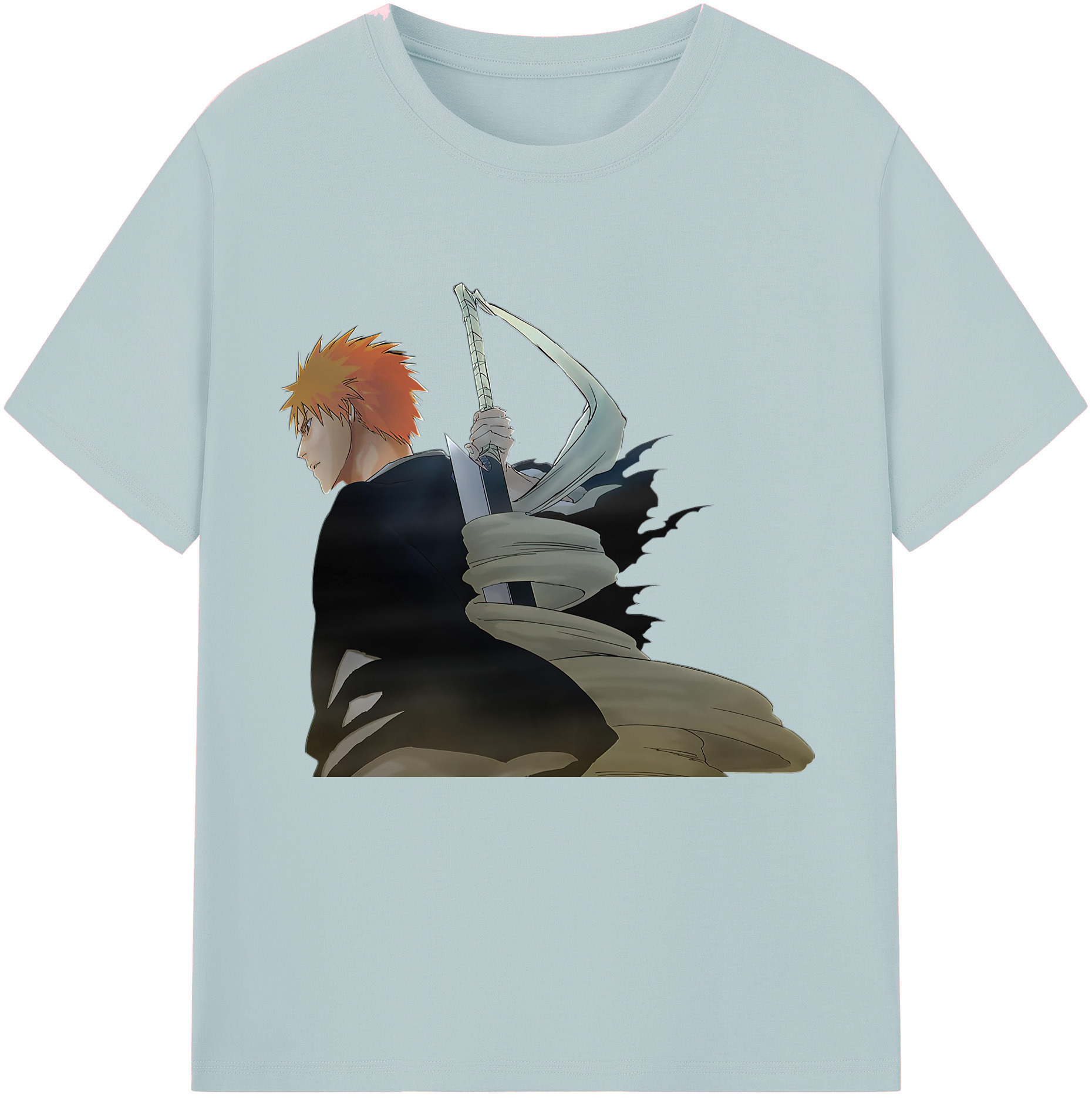（画像用） ブリーチ 黒崎一護（くろさき いちご）BLEACH Kurosaki Ichigo 綿100％半袖Tシャツ（フロントプリント）
